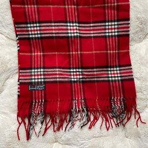 Cashmink Red Plaid Black & White Striped Men’s Scarf